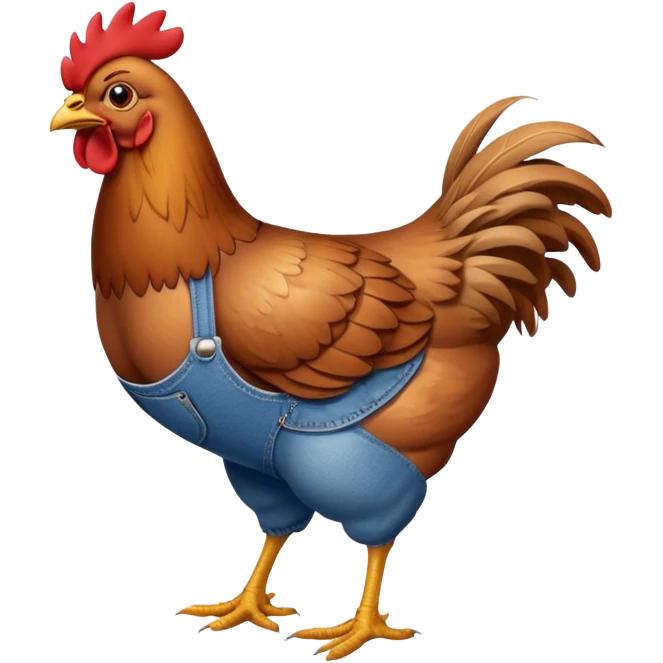 chicken wearing blue jeans anatomically correct no straps  emoji