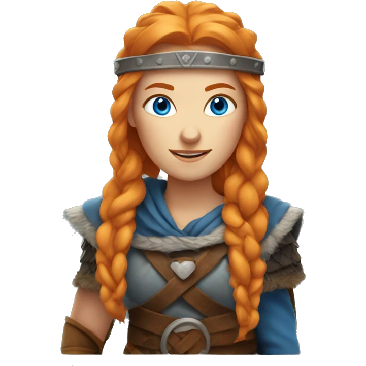 Orange haired, blue eyed Viking woman emoji