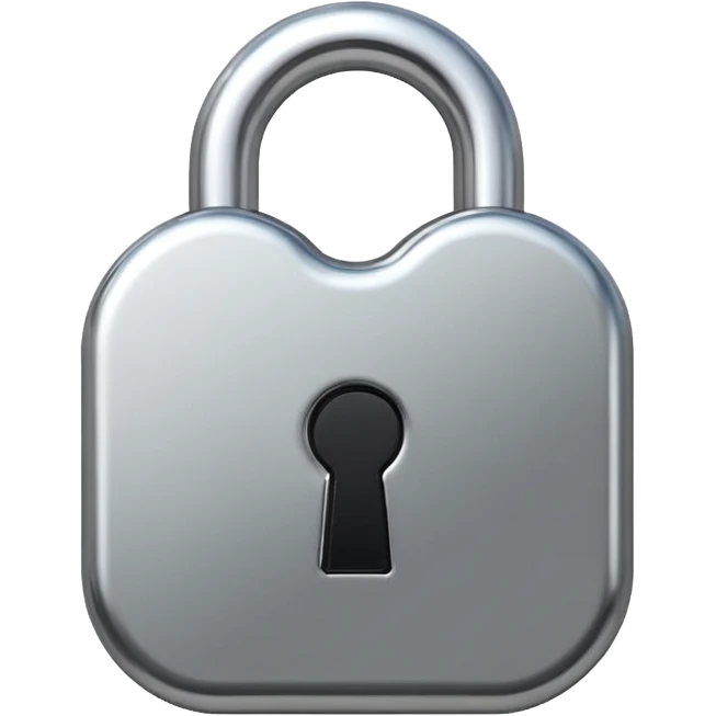 Minimalistic metallic lock emoji, rounded geometry, black and white reflective surfaces, flat clean futuristic icon
 emoji