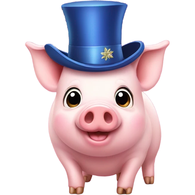cute pig in a New Year's hat emoji