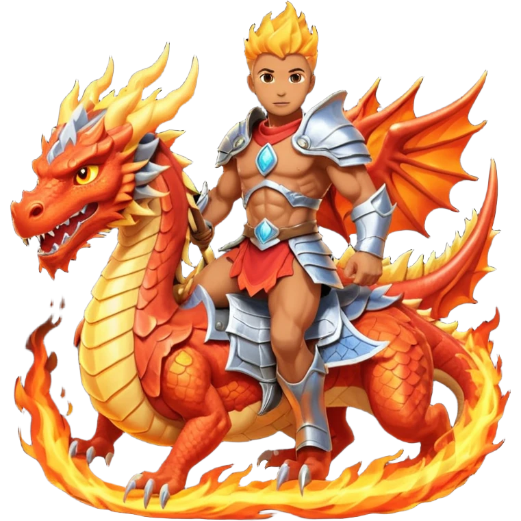 man riding fire elemental dragon emoji