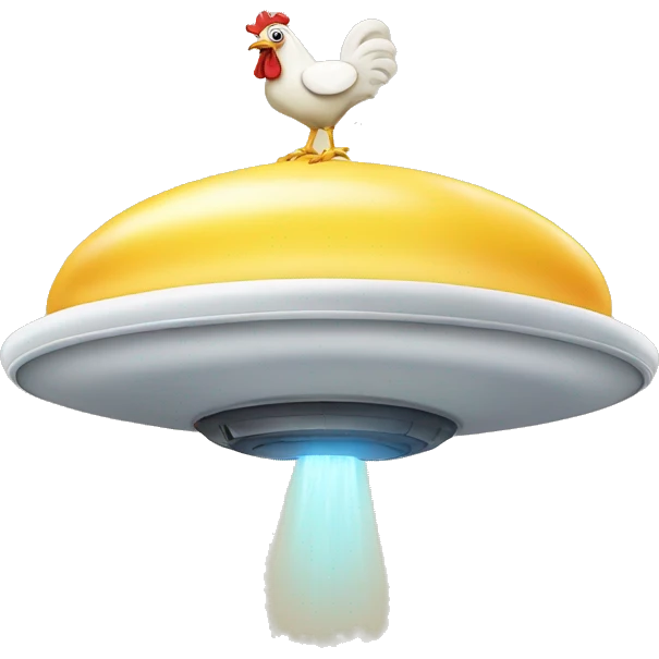 flying saucer with a chicken on top emoji