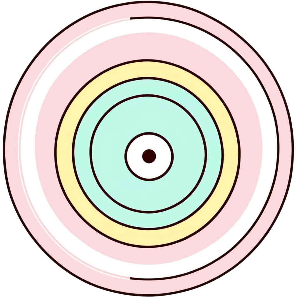 A colorful bullseye target with spring pastel colors emoji