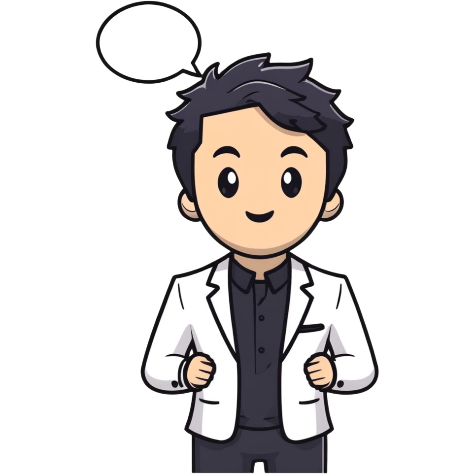 Polished headshot of a management educator with black wavy hair, stubble, strong features, white skin, smart casual attire with blazer, dynamic speaking expression, professional appearance for speaker profile emoji