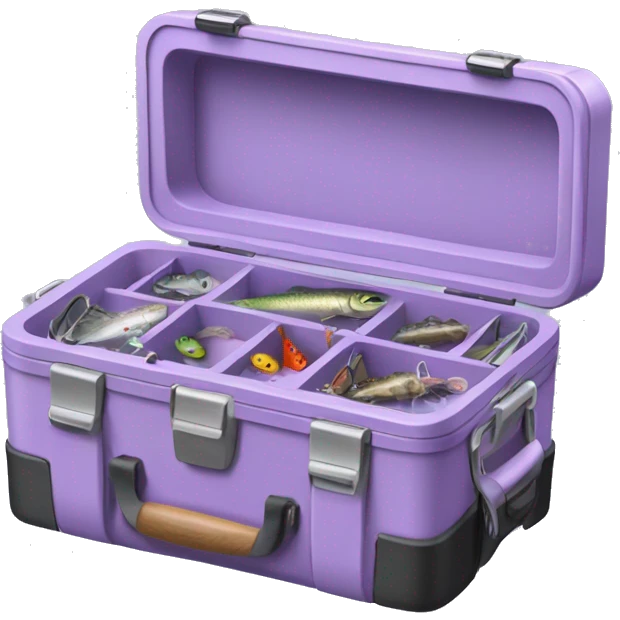 Realistic pastel purple fishing tackle box. emoji