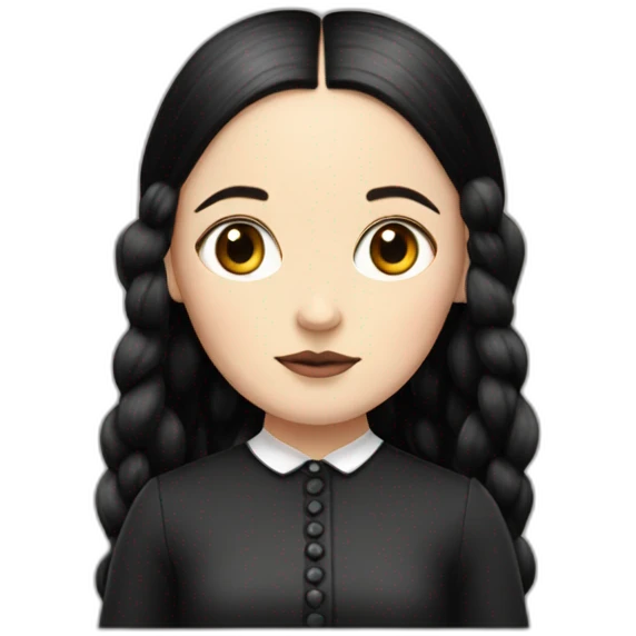 Wednesday Adams with Thing on her head emoji