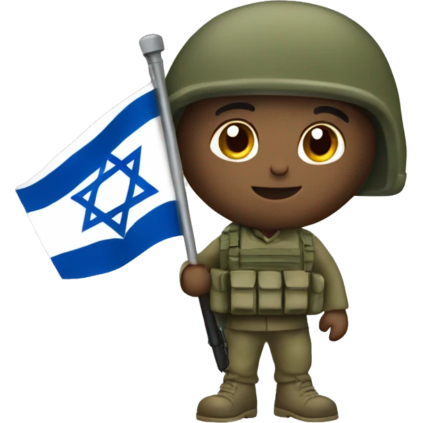 An Israel Defense Forces soldier holding an Israeli flag emoji