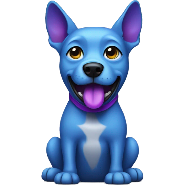 a blue dog with a purple mouth emoji