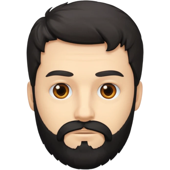 Hombre blanco con barba negra despeinado emoji