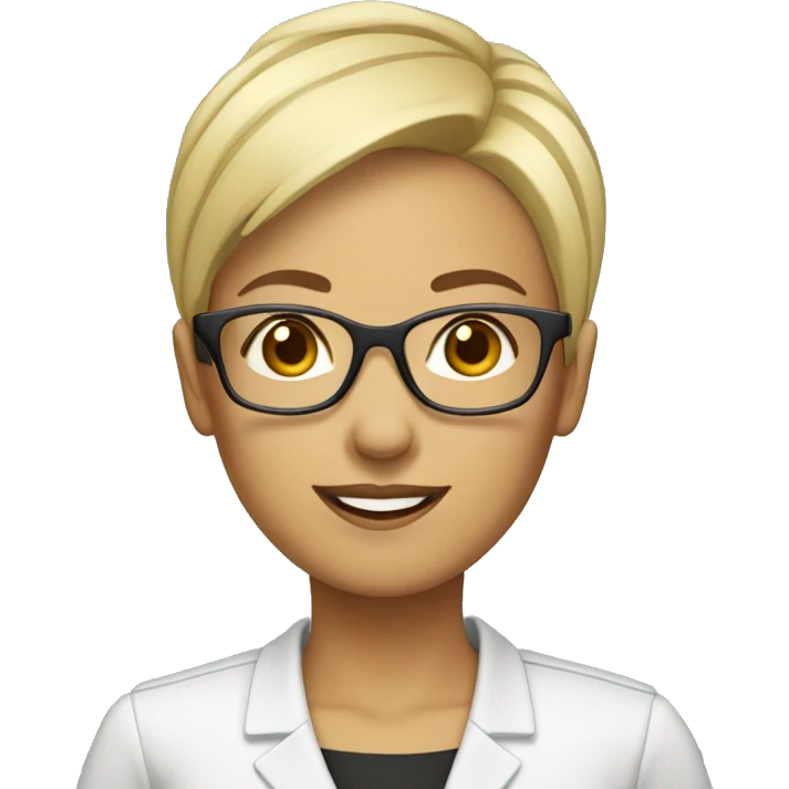 female Teacher with file glasses blonde pixie haircut emoji