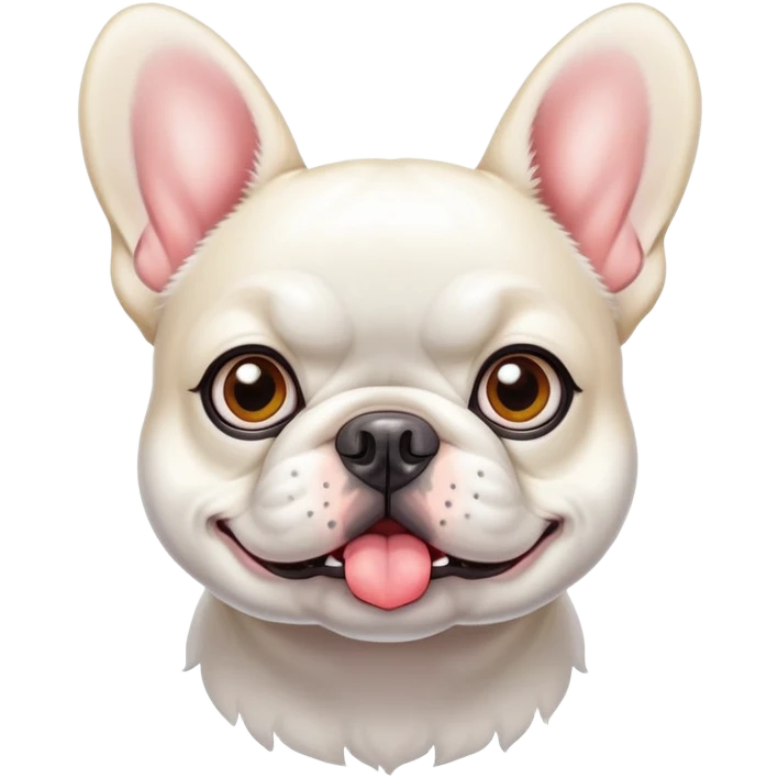 Crazy white French bulldog emoji