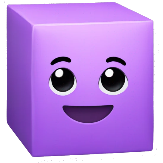 cubic purple box with cute face emoji