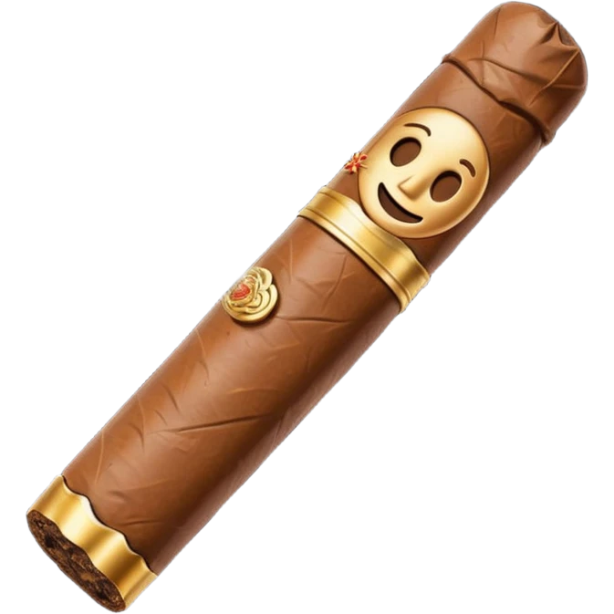 Emoji-style cigar icon, dark brown wrapper, subtle smoke, minimalistic, clean silhouette, metal details, no gold emoji