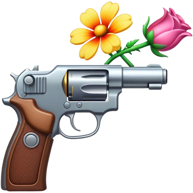 gun shooting a flower emoji