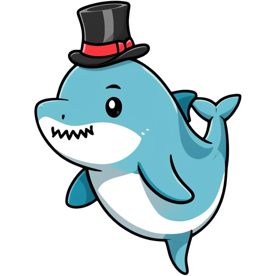 Shark with a top hat emoji