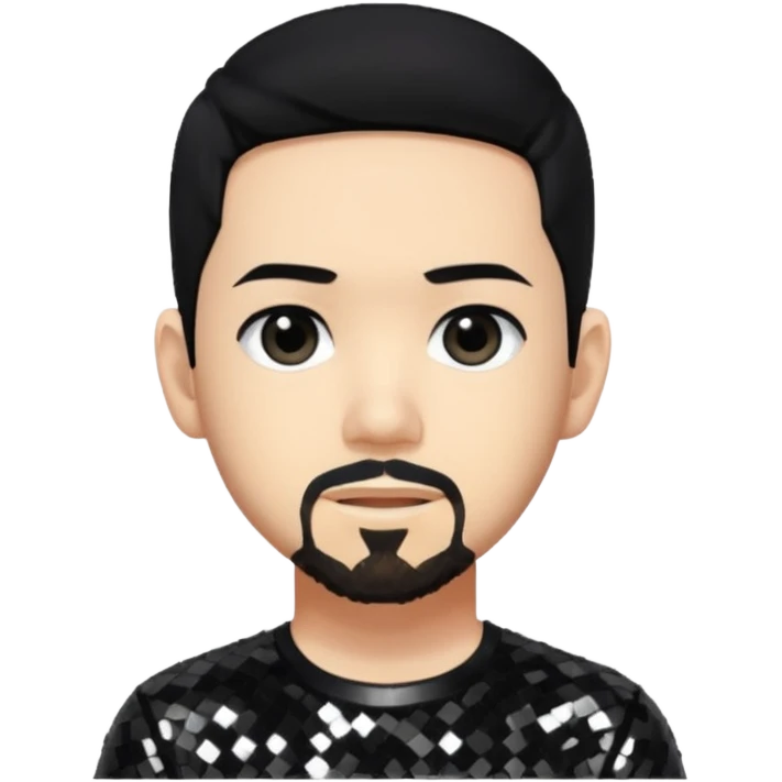 Mike Shinoda with black hair, black sequin shirt emoji