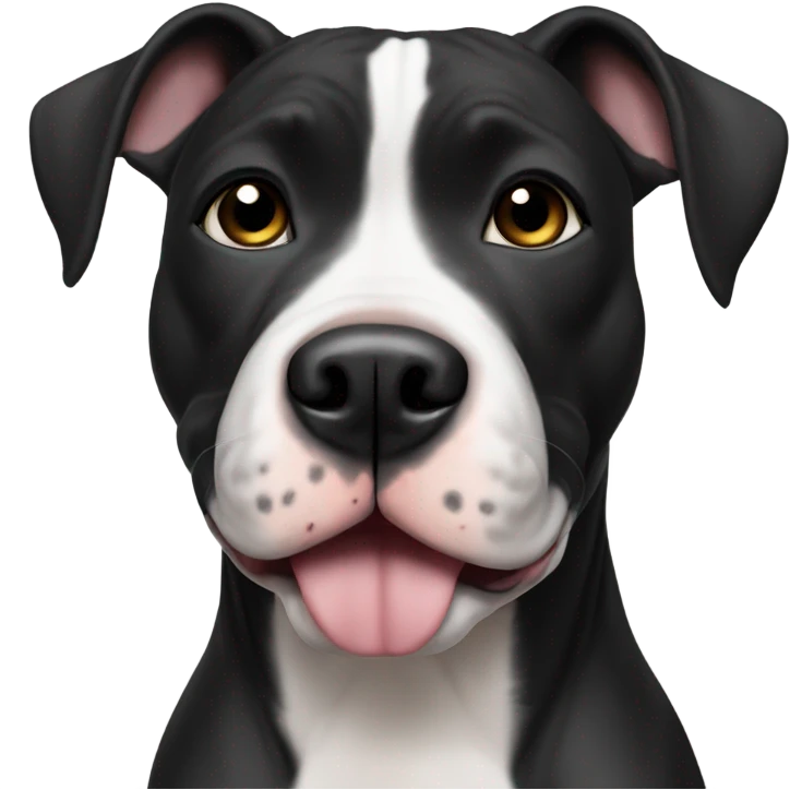American pitbull terrier black and white dark eyes emoji