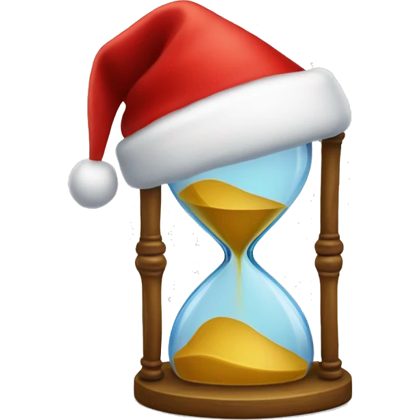 an hourglass in a red Santa Claus hat emoji