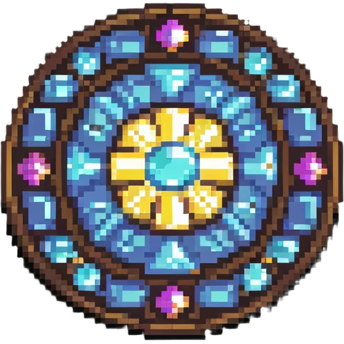 Special member medallion with intricate pixel art design and gem inlays emoji