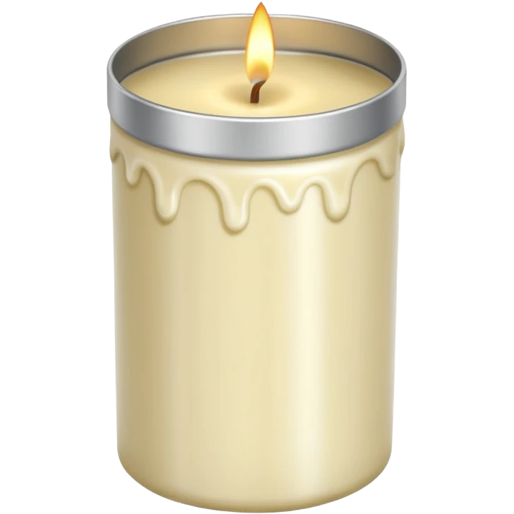 Vanilla candle – cream-colored wax in a silver tin emoji