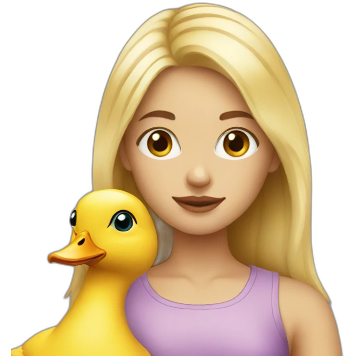 Blonde girl with duck emoji