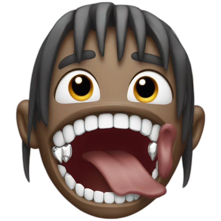 travis scott screaming with diamond teeth grillz emoji