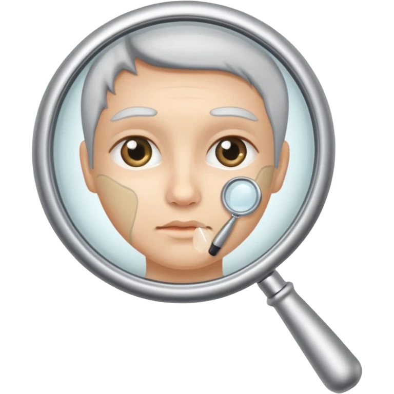 simple emoji of a magnifying glass examining skin representing dermatology emoji