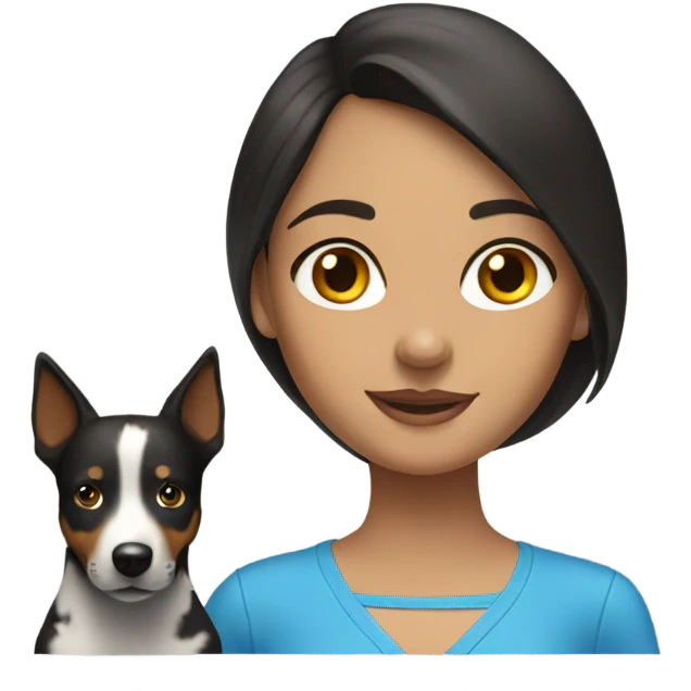 brunette girl with blue heeler emoji