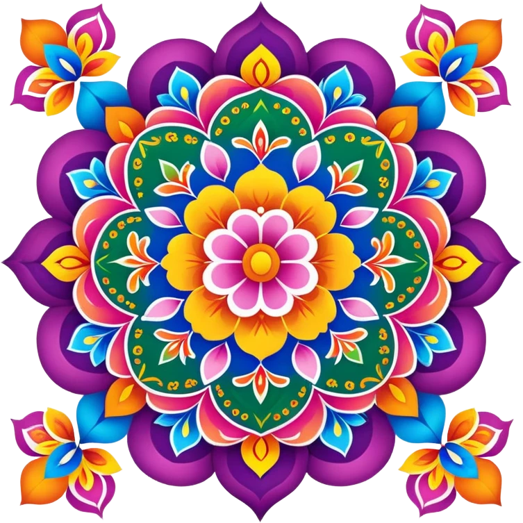 Colorful rangoli design pattern emoji