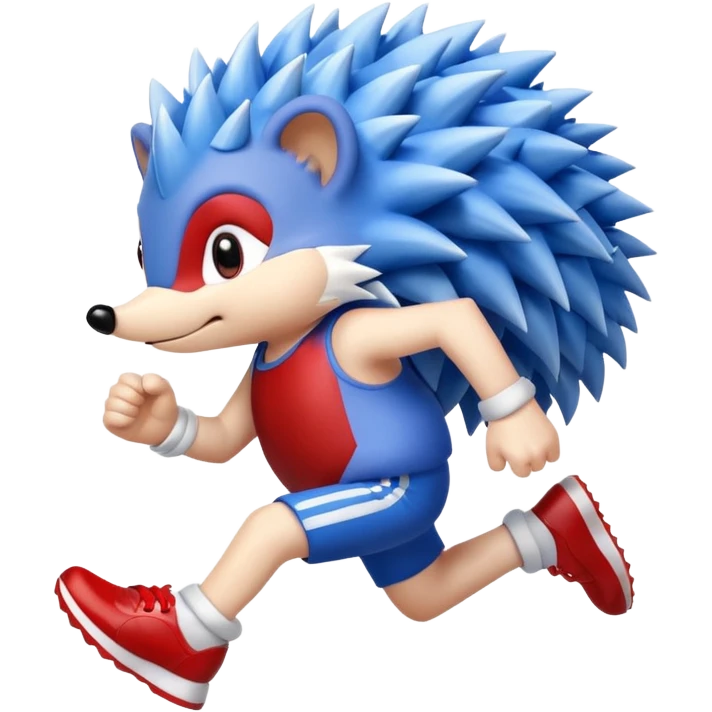 blue hedgehog with red and white shoes running pose emoji