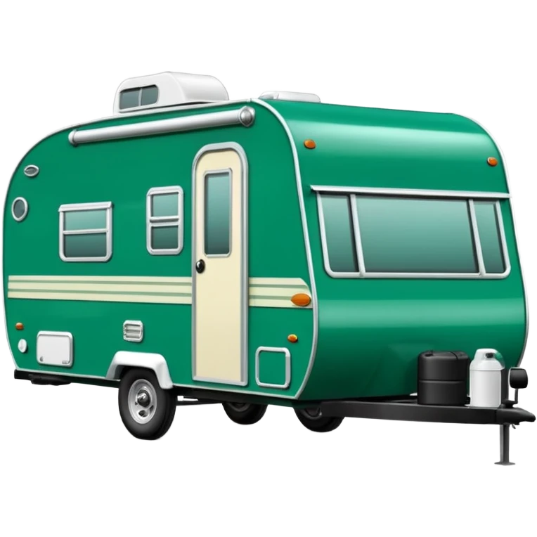 Shasta travel trailer, colored all green, the same green shade as movie trailer green preview card emoji