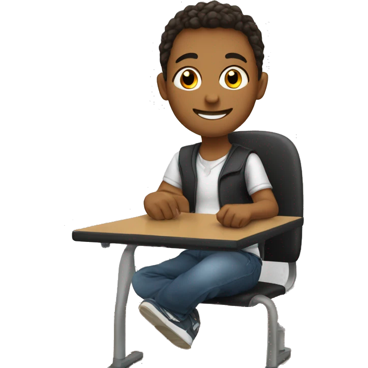student sitting at desk and  raises leg instead of hand  emoji