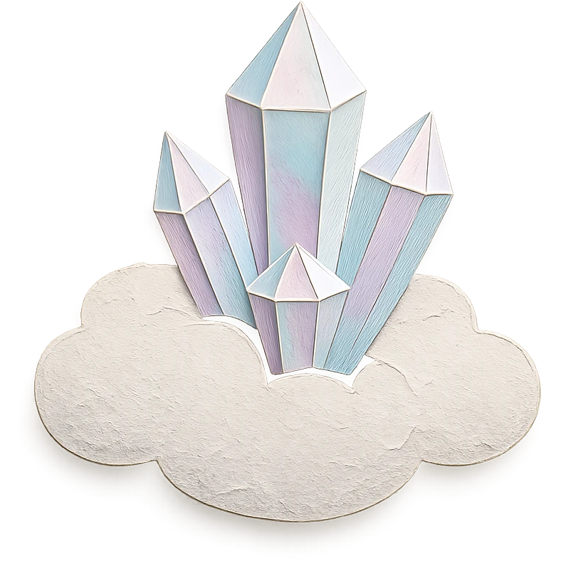Pastel white iridescent glass crystal cloud emoji