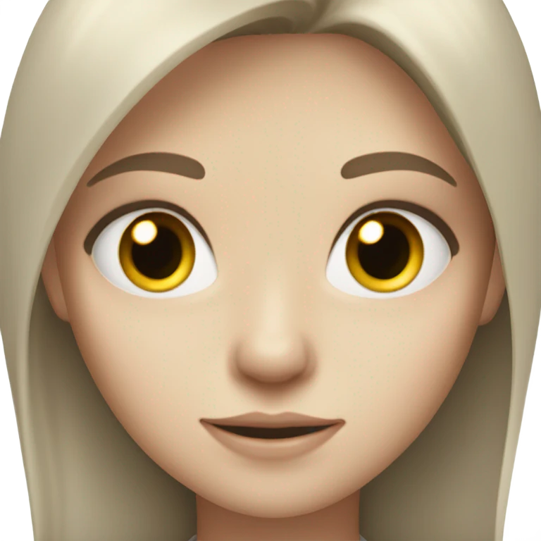 dirty blonde girl with hazel eyes and pale skin wearing a grey shirt  emoji