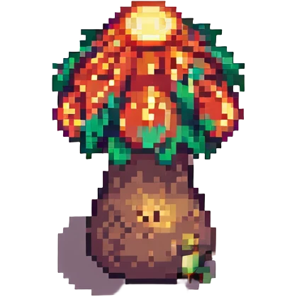 Add a tiny fairy nearby the glowing mushroom in pixel art style, with no background. emoji