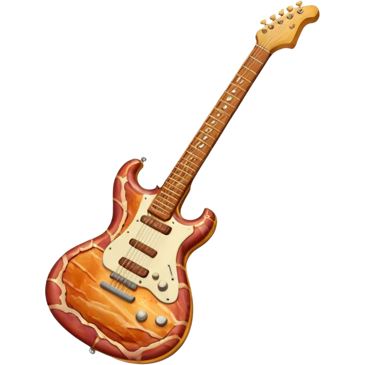 electric guitar made of bacon emoji