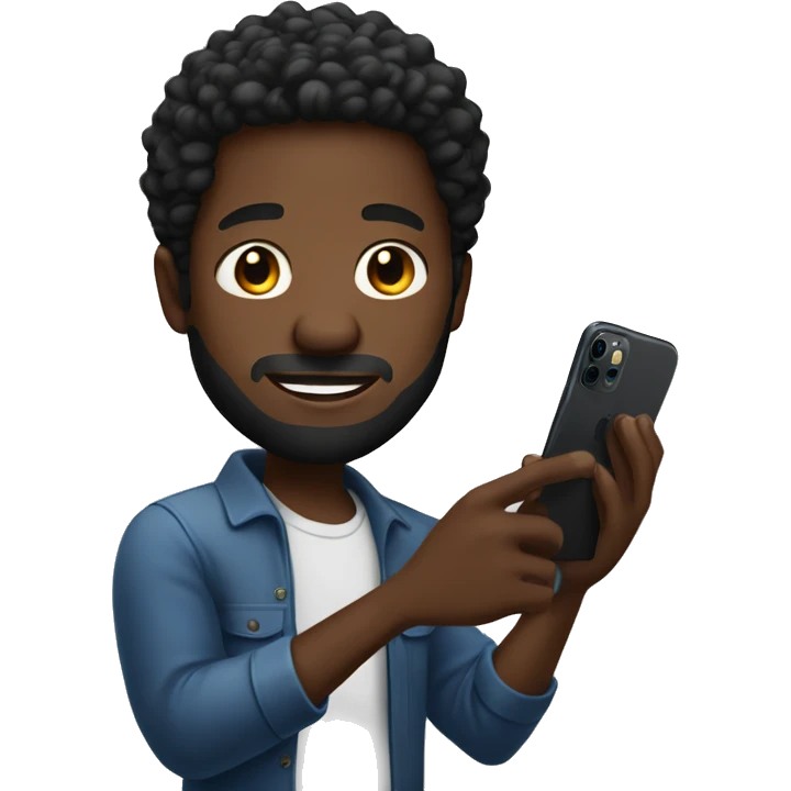 black man holding an iphone 15 pro max emoji