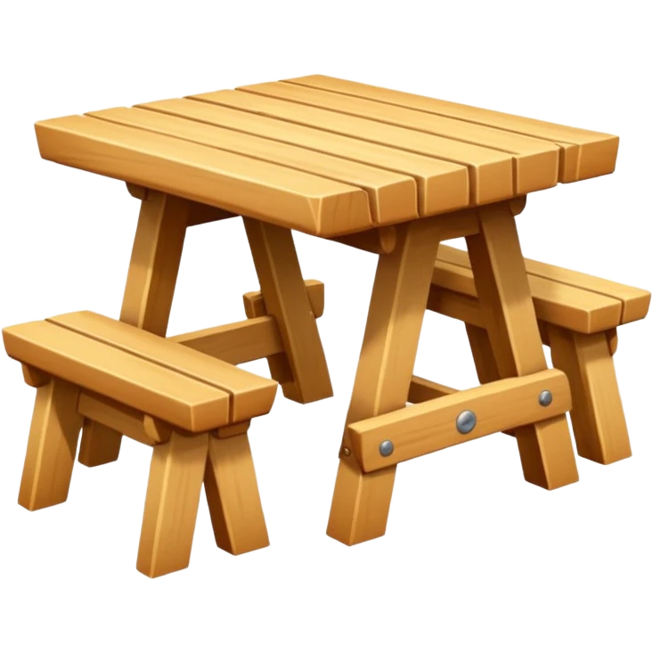 mesa alta color madera natural con bancas altas de color madera natural emoji