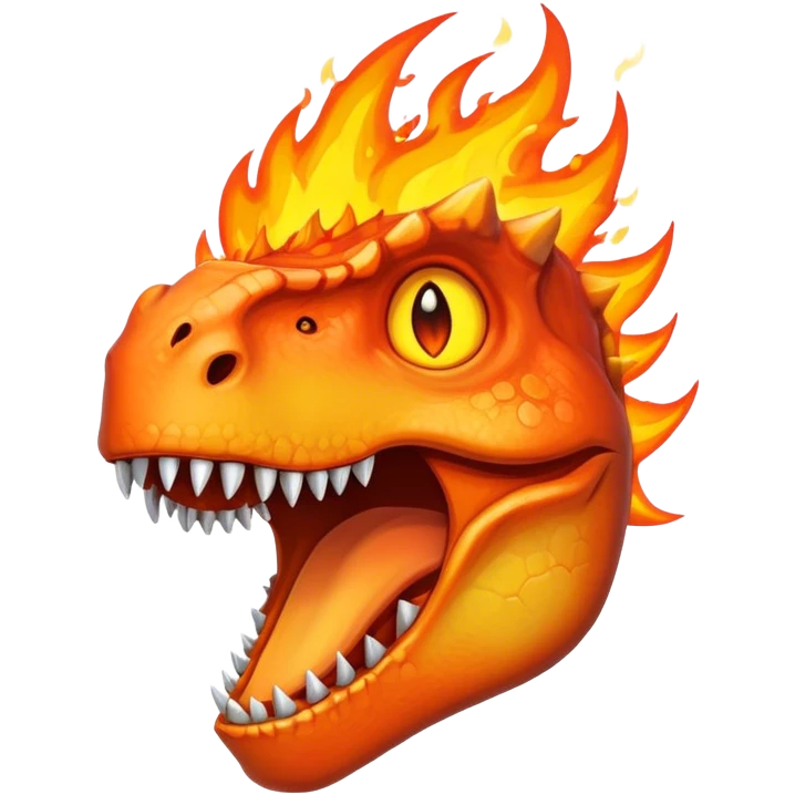 dinosaur face on fire emoji
