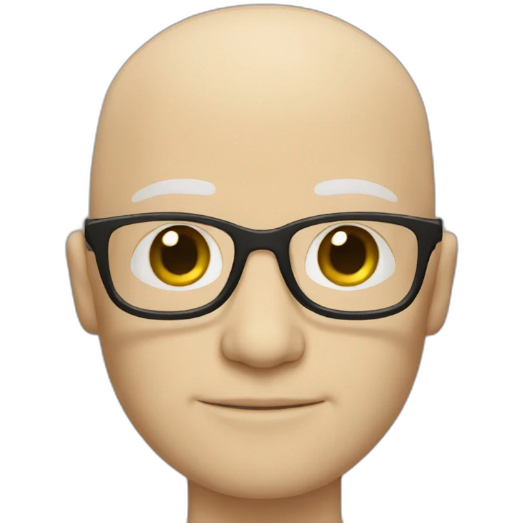 bald white guy with glasses, no moustache emoji