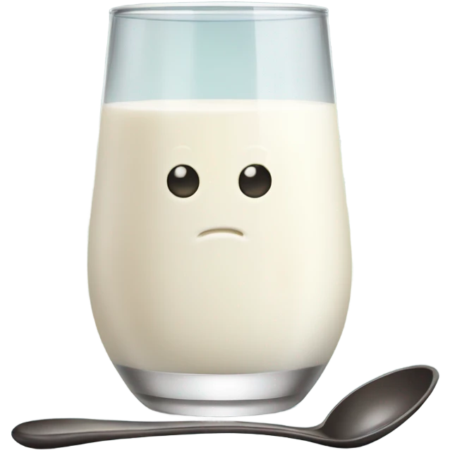 Vanilla milk in glass and spoon emoji