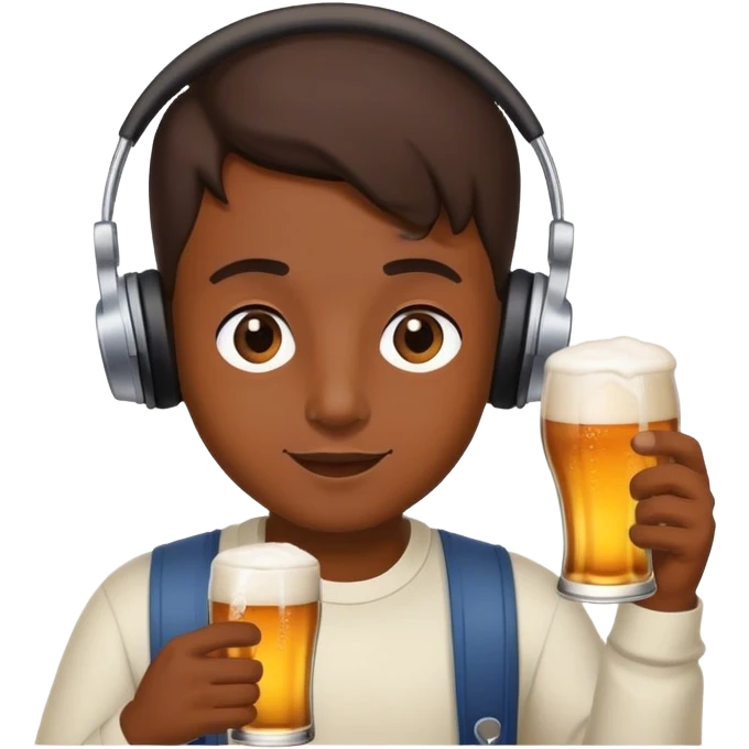 Brew listening to music and drinking a beer emoji