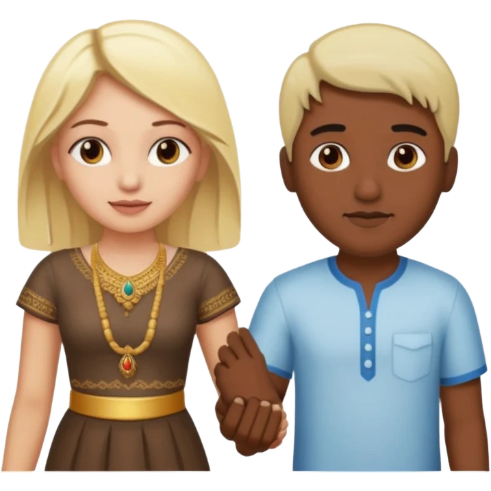 Indian man and blonde woman holding hands emoji