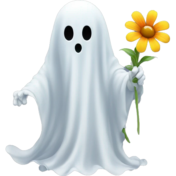 a ghost with a flower emoji