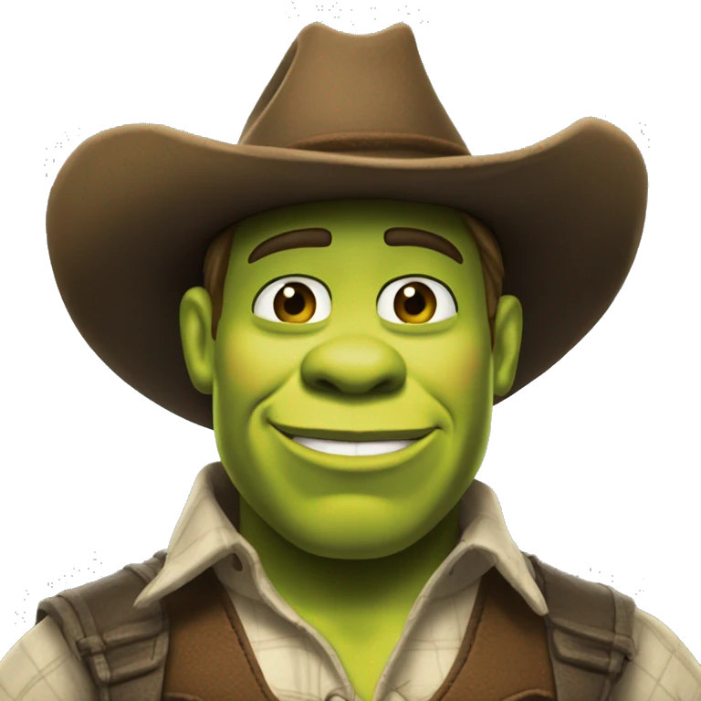 shrek com juliete e chapéu de cowboy emoji