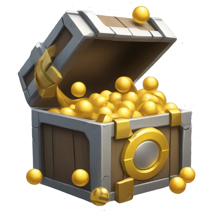 loot box that has gold and pokeballs emoji