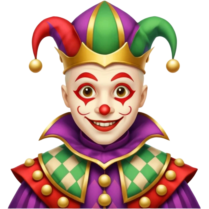 crazy colorful human jolly joker, medieval, vintage, court jester emoji