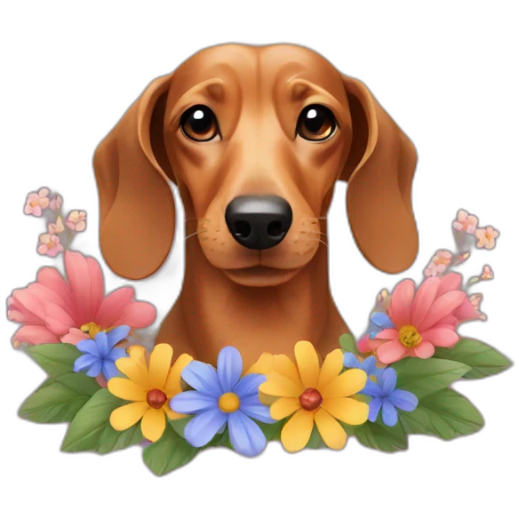 dachshund with flowers emoji