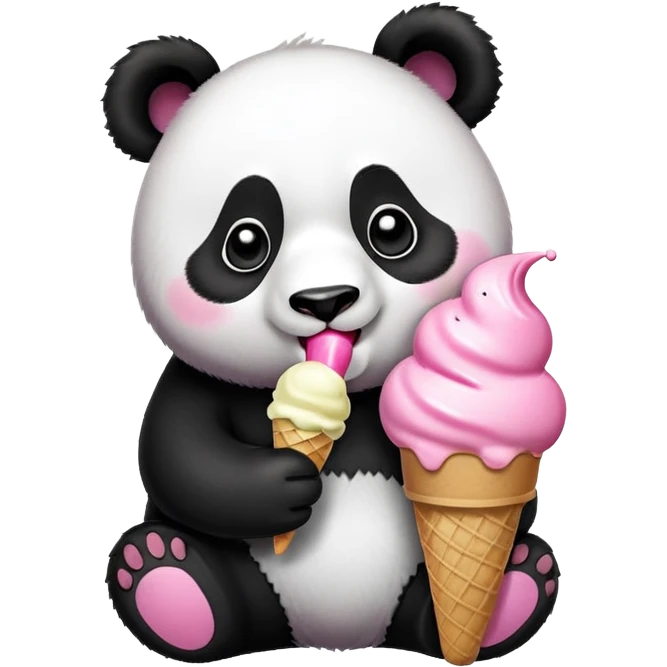 Panda eating ice cream emoji