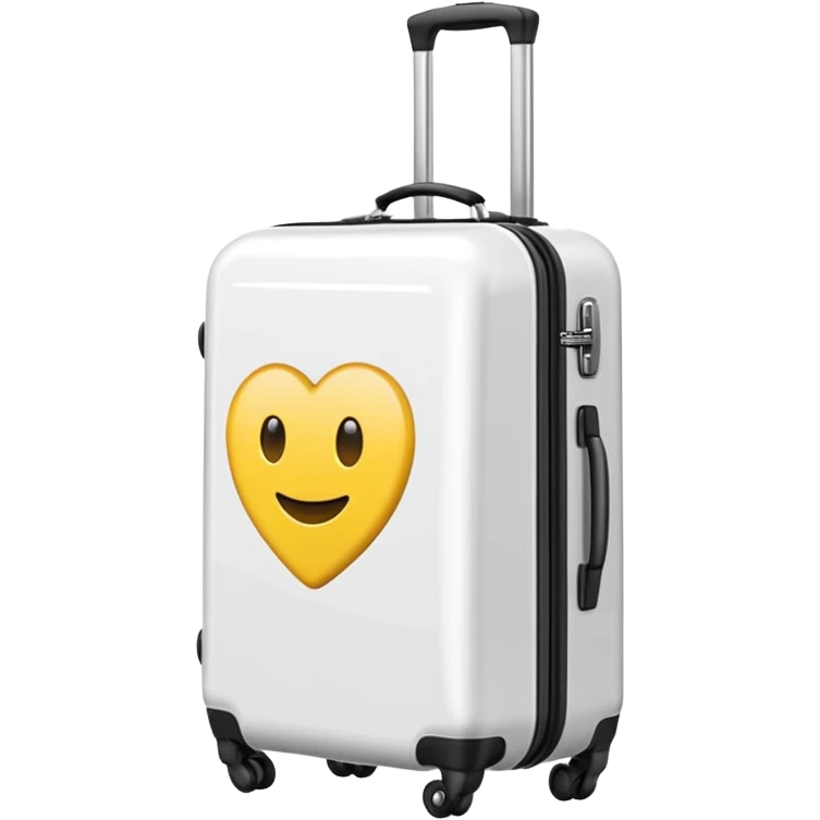 white suitcase with wheels, side view, emoji style emoji